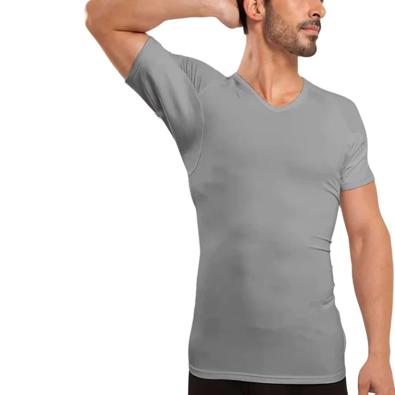 100-Guaranteed-to-Stop-Sweat-Marks-Mens-Undershirt-Sweat-Proof-Shirt-Short-Sleeve-V-neck-White-Underarm-Sweatproof-Undershirt