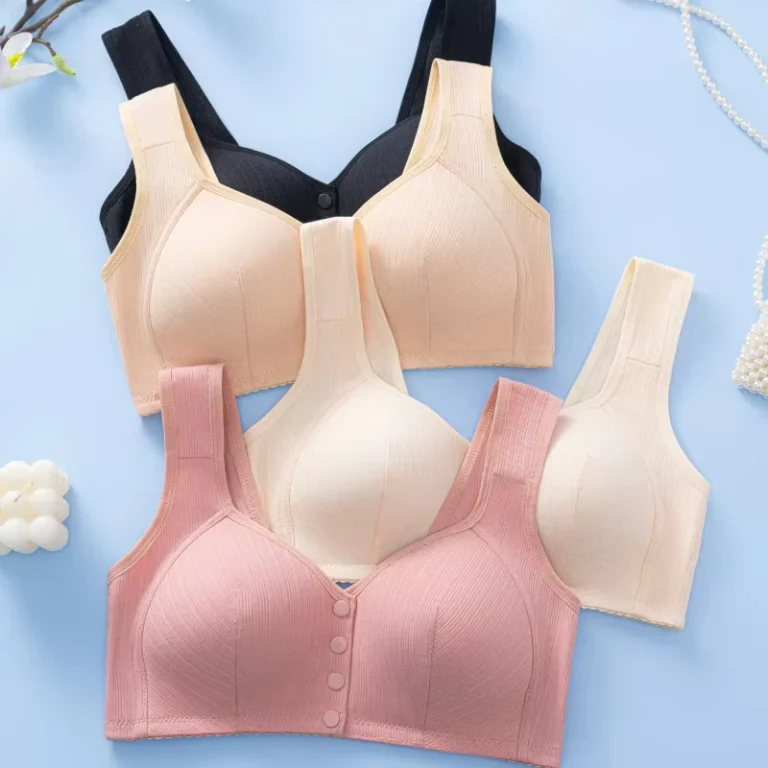 36-52-Ribbed-Cotton-Front-Closure-Wireless-Bra-Comfort-Support-Lingerie-for-Ladies