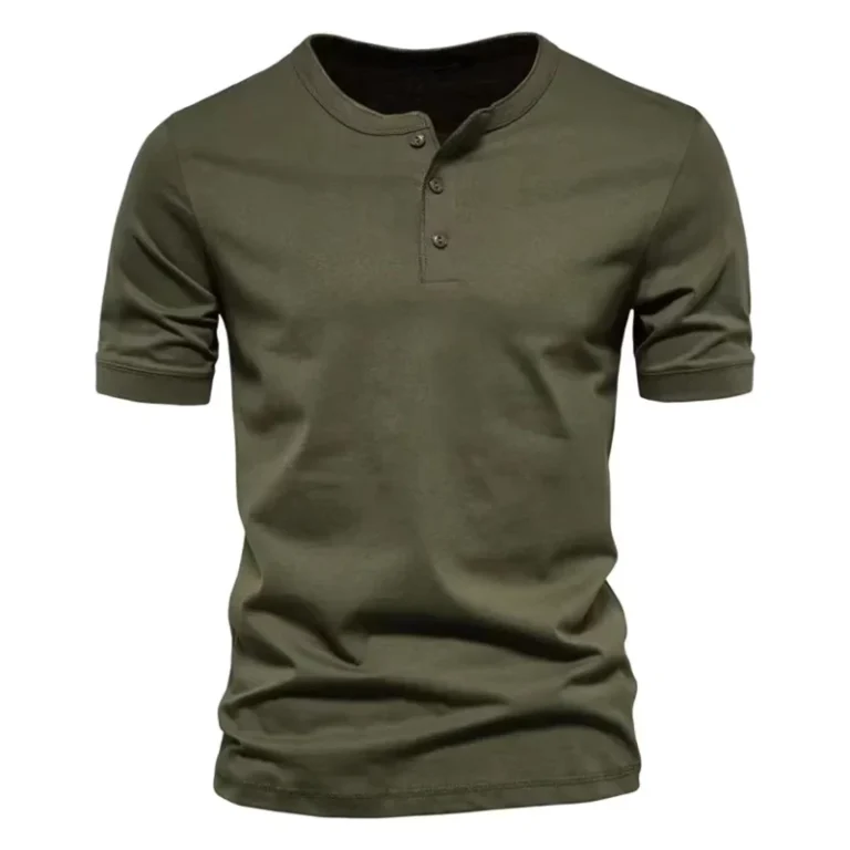 American-Retro-Heavy-Men-Slim-Solid-Color-Henry-Buckle-Short-Sleeve-T-shirt-Cotton-Open-Collar-Top-Mens-Undershirt
