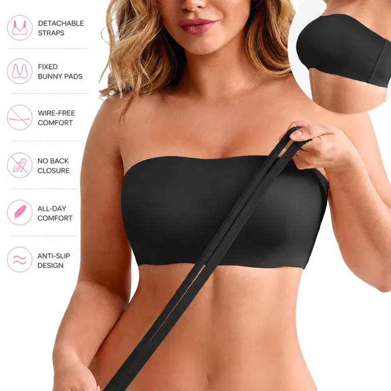Anti-Slip-Plus-Size-Women-Bandeau-Bra-Fixed-Molded-Cups-Strapless-Breathable-Stretchy-Lightly-Lined-T-shirt-Bras