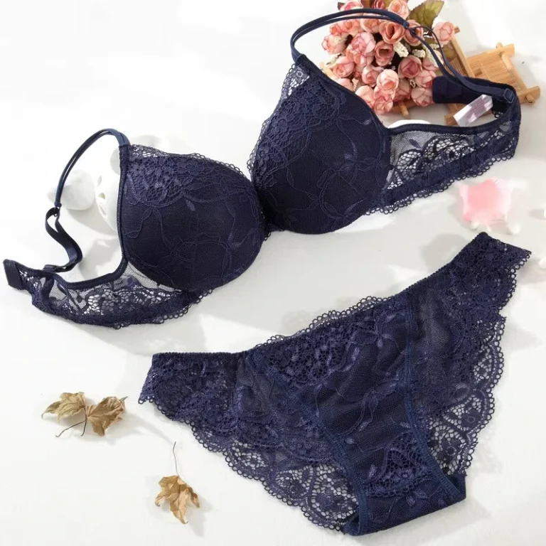 Bra-Brief-Sets-Erotic-v-Neck-Lace-Panty-Sheer-Embrace-Women-Lace-Mesh-Breathable-Transparent-Gathered-Bra-Panty-Set