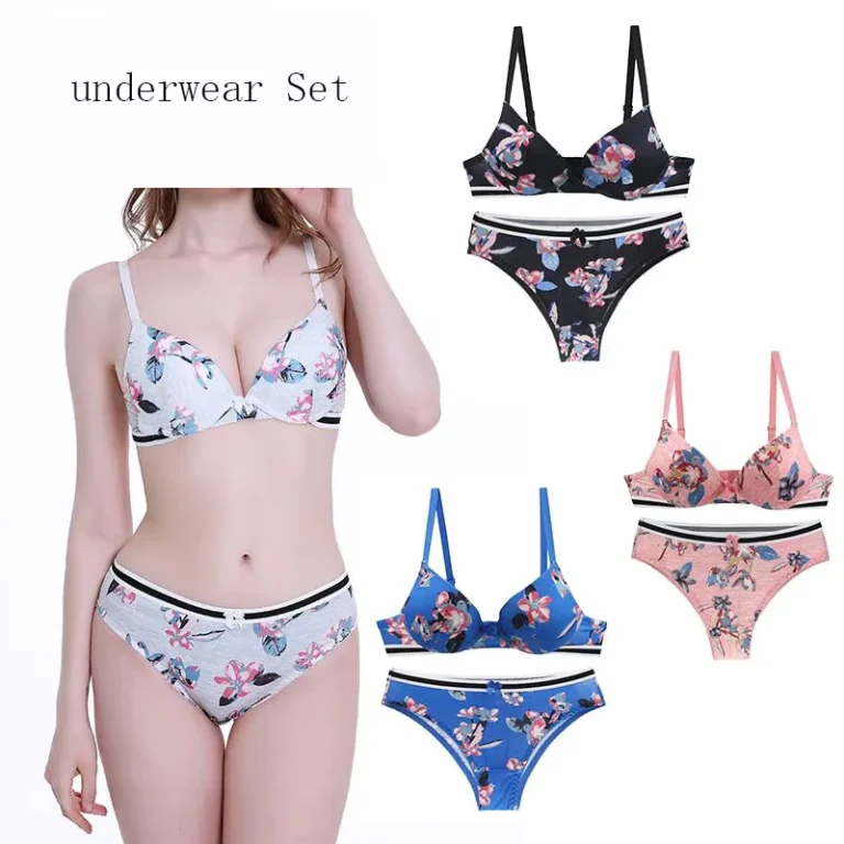 Bra-Set-Pure-Cotton-Printed-Large-Sizes-Sports-Bra-Womens-Underwear-Plus-Size