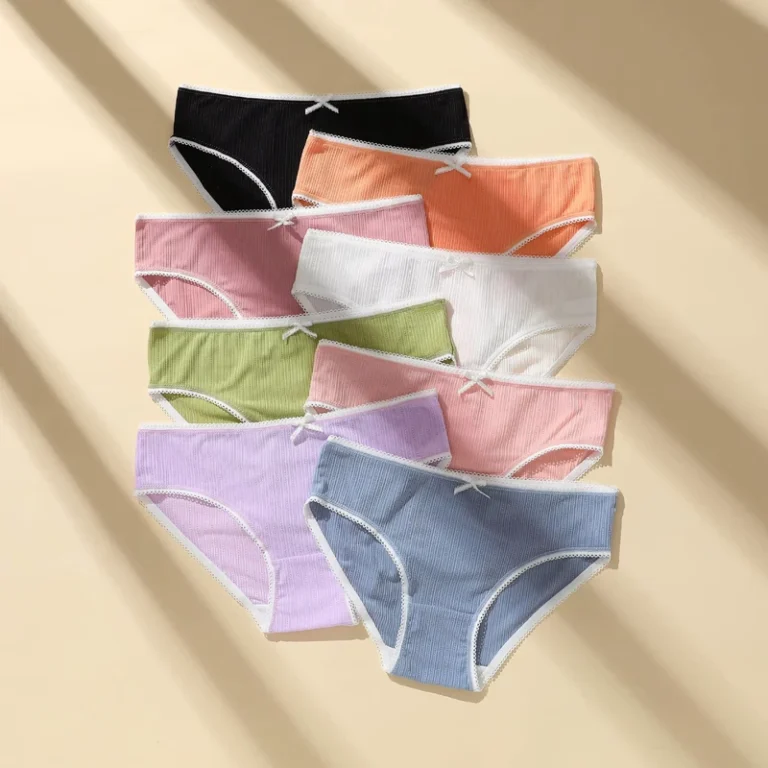 Breathable-95-Polyester-5-Spandex-Girls-Brief-Low-Rise-Ladies-Underwear-Candy-Color-Women-Panties-With-Bow