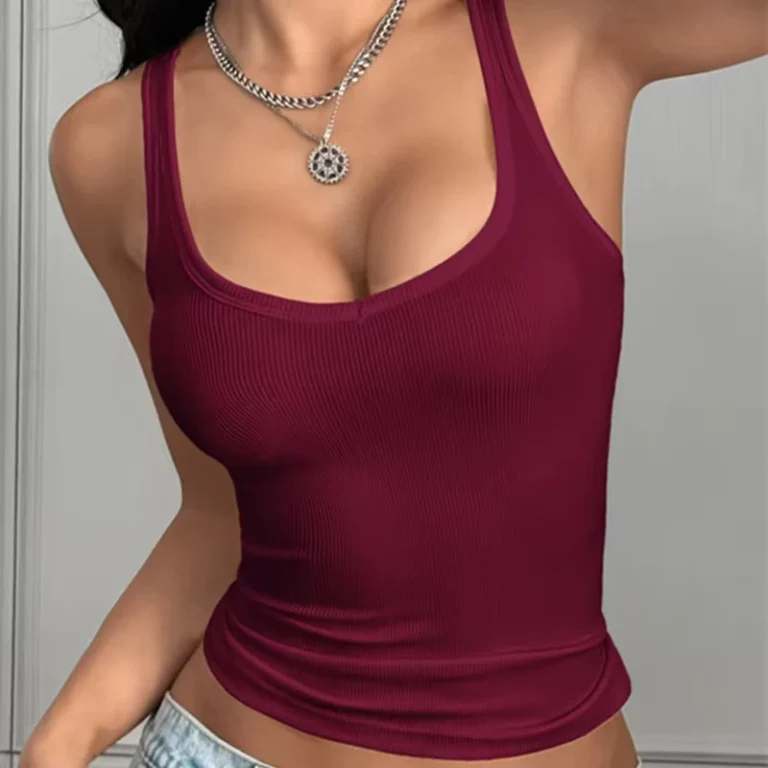 Breathable-Knitted-Fitness-Tank-Tops-Workout-Yoga-Sports-Casual-Plain-Singlet-Women-Vest