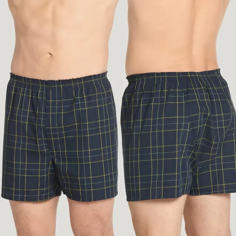Casual-Mens-Underwear-Plaid-Pattern-Plus-Size-Mens-Boxer-Briefs-Pure-Cotton-Loose-Mens-Underwear
