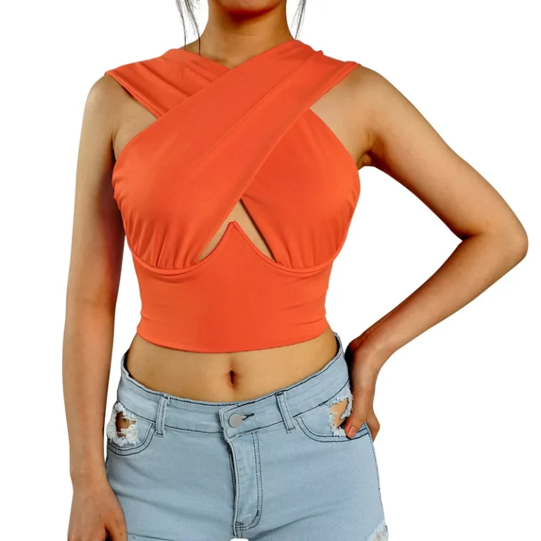 Chest-Wrap-Hanging-Neck-Type-V-neck-Cross-Cut-Short-Navel-Women-Camisoles-Vest-Tube-Top-Camis-Vest