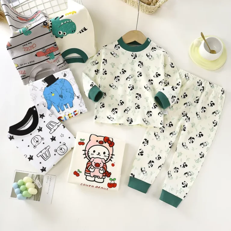 Childrens-Cartoon-Pattern-Underwear-Set-Pure-Cotton-Autumn-New-Boys-Girls-Homewear-Baby-Warm-Tops-Pants-Clothing