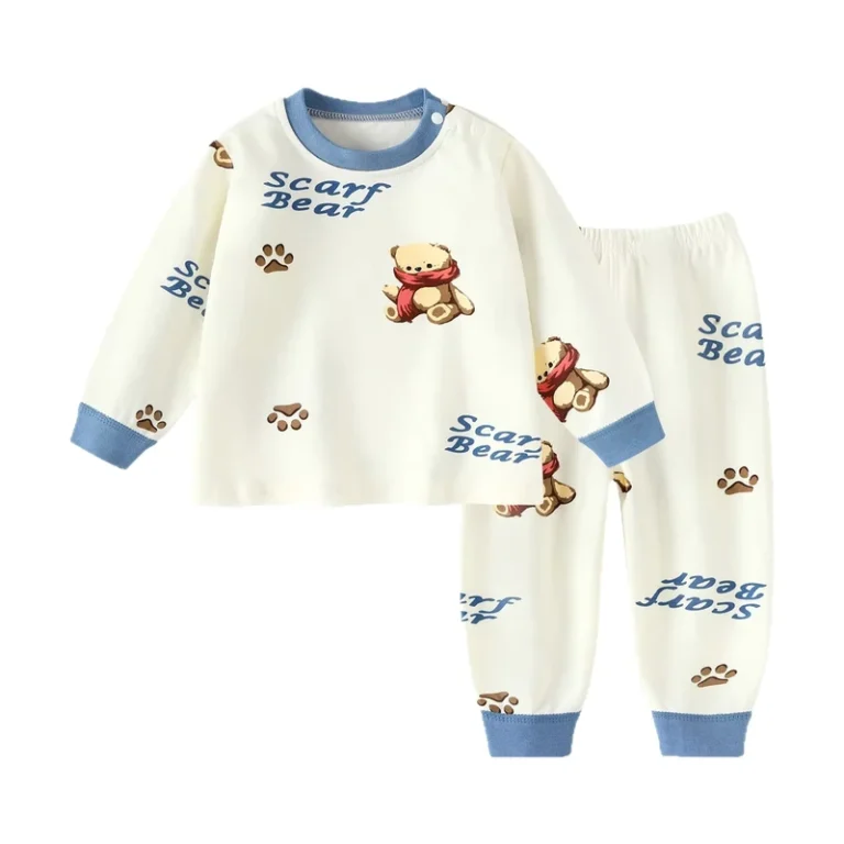 Childrens-Pure-Cotton-Cartoon-Underwear-Set-for-Baby-Boys-Little-Girls-Home-Wear-Toddlers-Warm-Pajamas