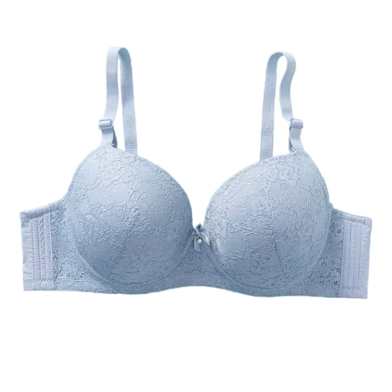 Cross-Border-Large-Size-Nylon-Lace-Bra-for-Fat-Women-Solid-Adjusted-Thin-Style-Steel-Ring-Support-Push-Up-D-Cup-New-Product