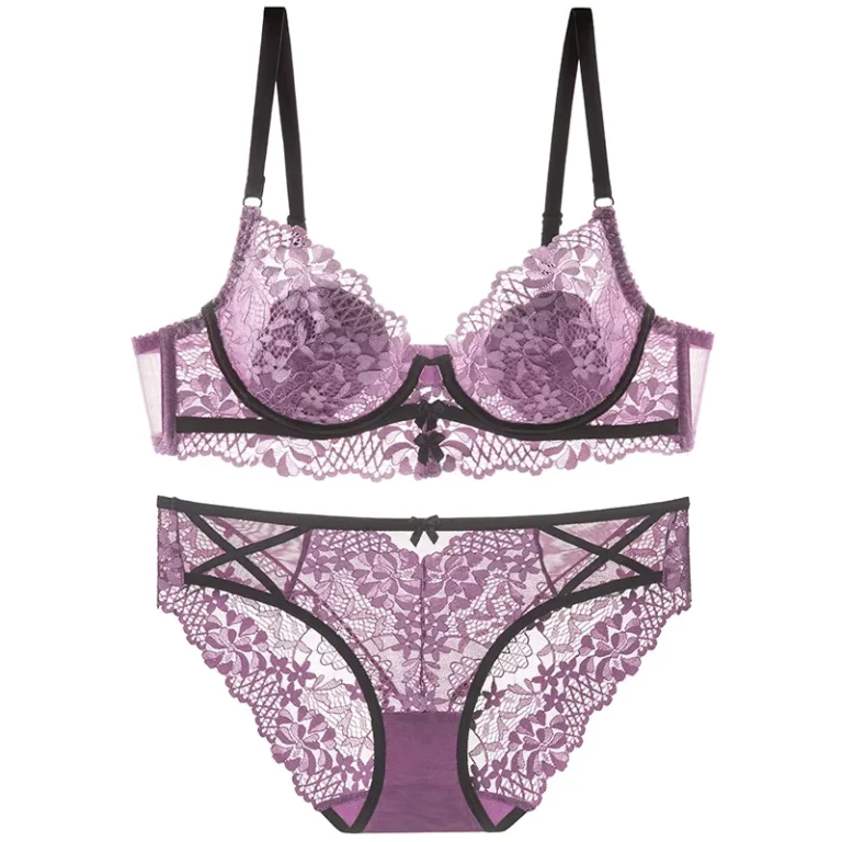 Cross-border-French-sexy-lingerie-womens-ultra-thin-pure-desire-bow-lace-large-chest-small-look-anti-sagging-bra-cover