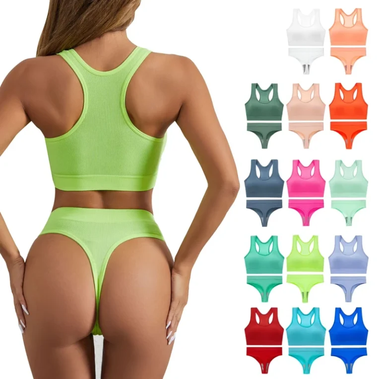 Custom-Bra-Brief-Set-780-Womens-Strapless-Sports-Bra-Triangle-Cup-Breathable-Yoga-Thong-Set-for-Women