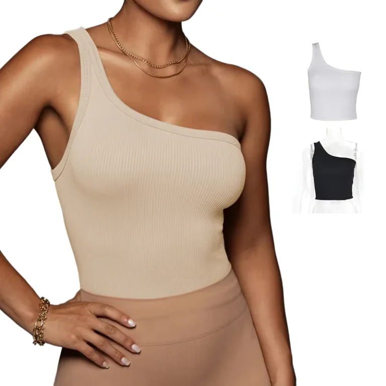 Custom-Logo-Design-Womens-Slim-Fit-Ribbed-Crop-Top-One-Shoulder-Sleeveless-Sexy-Camisole-Sports-Tank-Tops