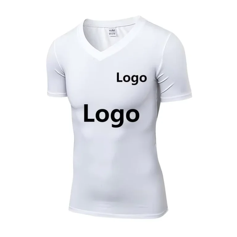 Custom-Logo-White-Compression-Shirts-for-Men-Shapewear-Slimming-Body-Shaper-Undershirt-V-Neck-Baselayer-T-Shirt-Workout