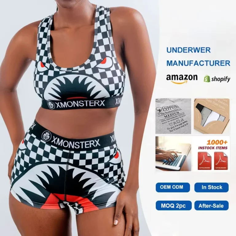 Custom-Logo-Womens-Plus-Size-Polyester-Lingerie-Boxer-Bra-Underwear-Set-Ladies-Girls-Seamless-Briefs-Boxers