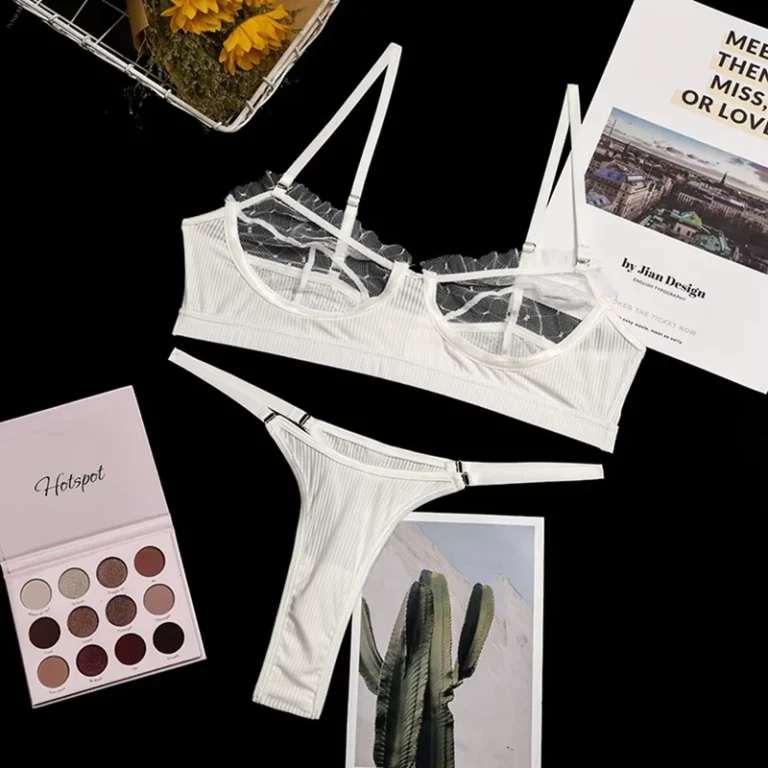 Custom-Sexy-Transparent-White-Lingerie-Thongs-Lace-Bra-Brief-Set