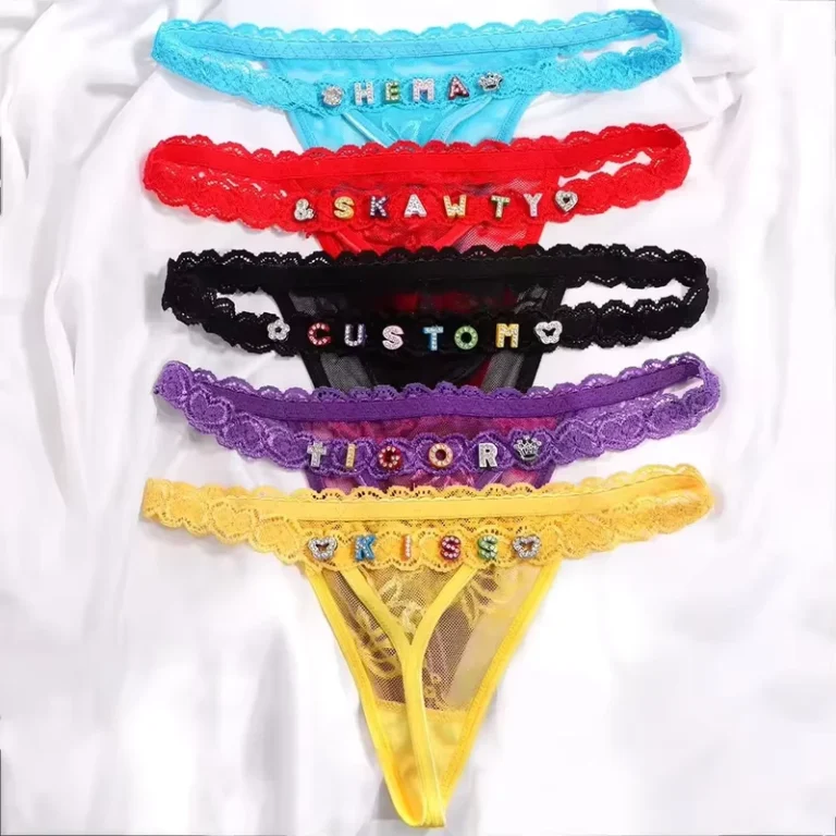 Customized-Colorful-Rhinestone-Lingerie-Women-Thong-and-Bra-Lace-Bikini-Panties-Personalized-Underwear-Plus-Size-G-String-Tangas