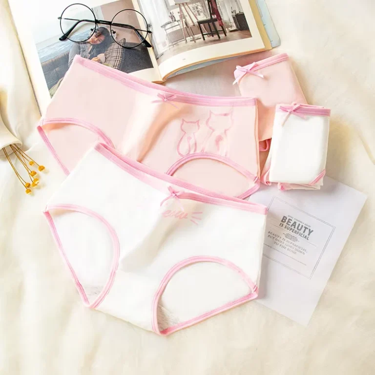 Cute-Cotton-Low-Waist-Slim-Tummy-Control-Girls-Underwear-Full-Coverage-Cooling-Breathable-Girls-Panties