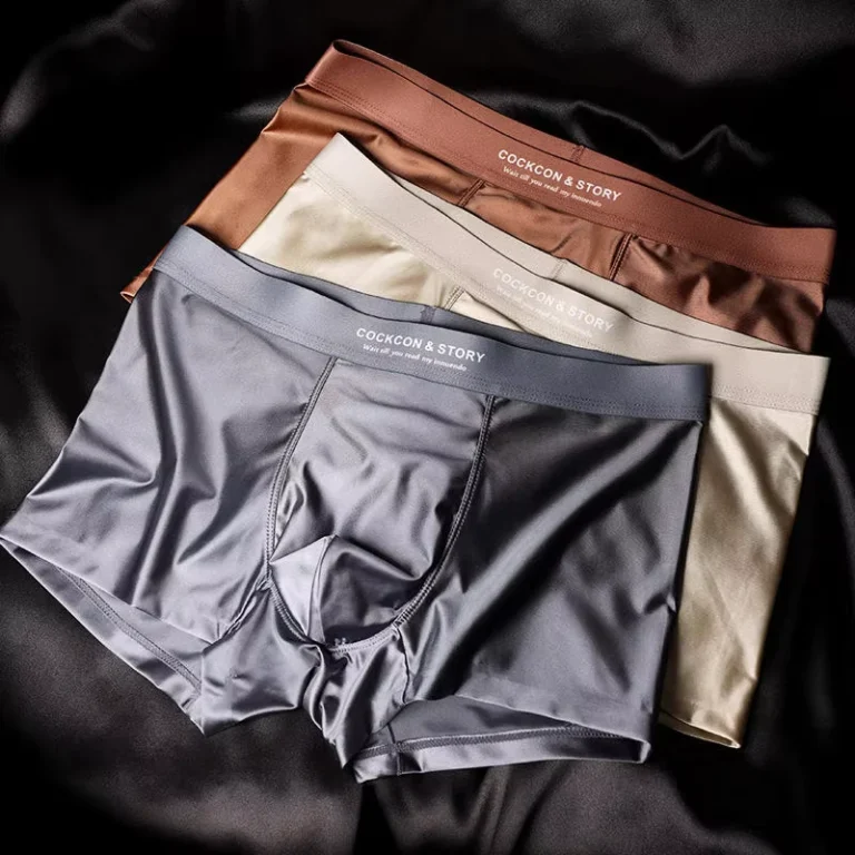 Designer-Luxury-Satin-Mens-Comfortable-Briefs-Boxers-Dual-Pouch-Ice-Silk-Soft-Underwear-Boxer