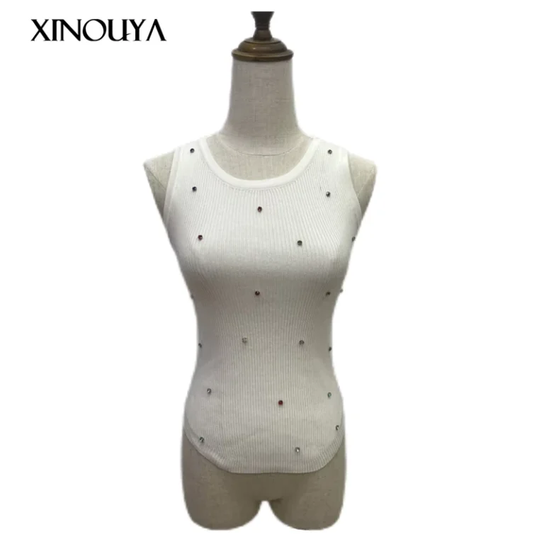 Diamond-Set-Sleeveless-Womens-Camisole-Tank-Top-Solid-Jersey-Quick-Dry-Breathable-One-Size-Strapless-Outgoing-Applique-Knitted