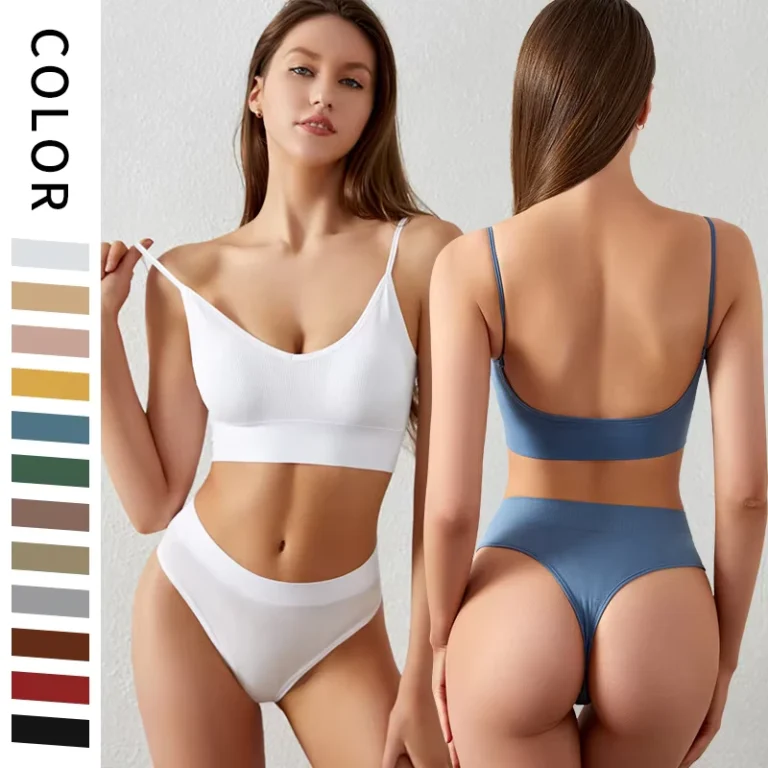 Dropshipping-Women-Everyday-Seamless-Bra-Set-Sexy-Panties-Wire-Free-Bralette-Lingerie-Cotton-Underwear-Set-Waist-Logo