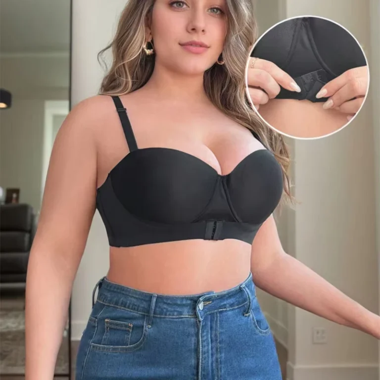 European-American-Plus-Size-Womens-Breathable-Everyday-Solid-Color-Underwire-Bra-Front-Button-U-shaped-Back-Seamless-Push-Up