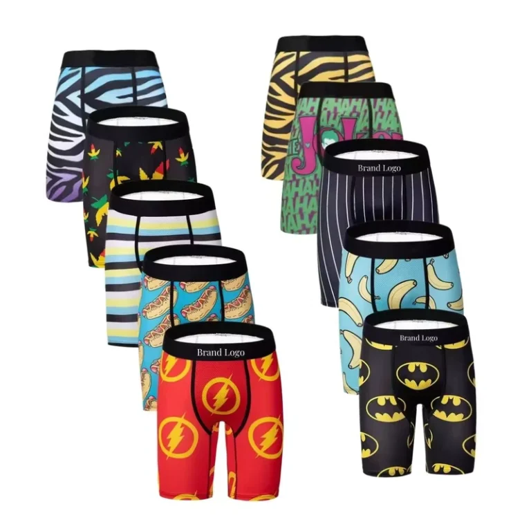 European-American-Trend-Mens-Five-Point-Long-Sports-Underwear-Mid-Rise-Breathable-Knitted-Printed-Adult-Boxer-Briefs-Logo-Waist