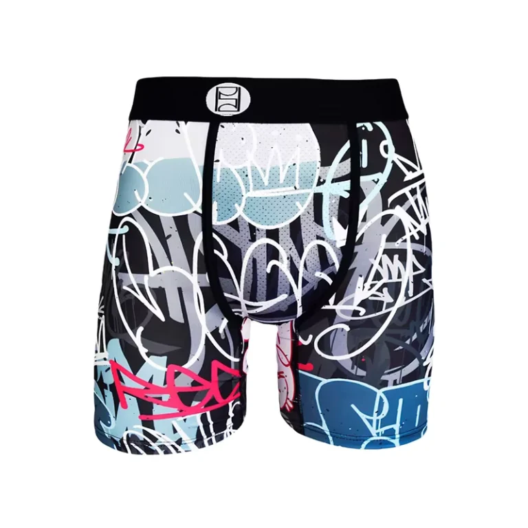 European-American-Trend-Mens-Five-Point-Long-Sports-Underwear-Mid-Rise-Breathable-Knitted-Printed-Boxer-Shorts-with-Logo-Waist