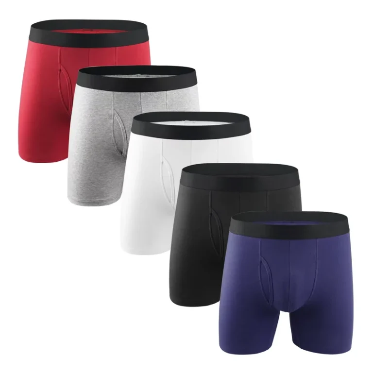European-and-American-Solid-Color-Cotton-Mens-Underwear-Loose-Breathable-Long-Opening-Mens-Boxers-Briefs