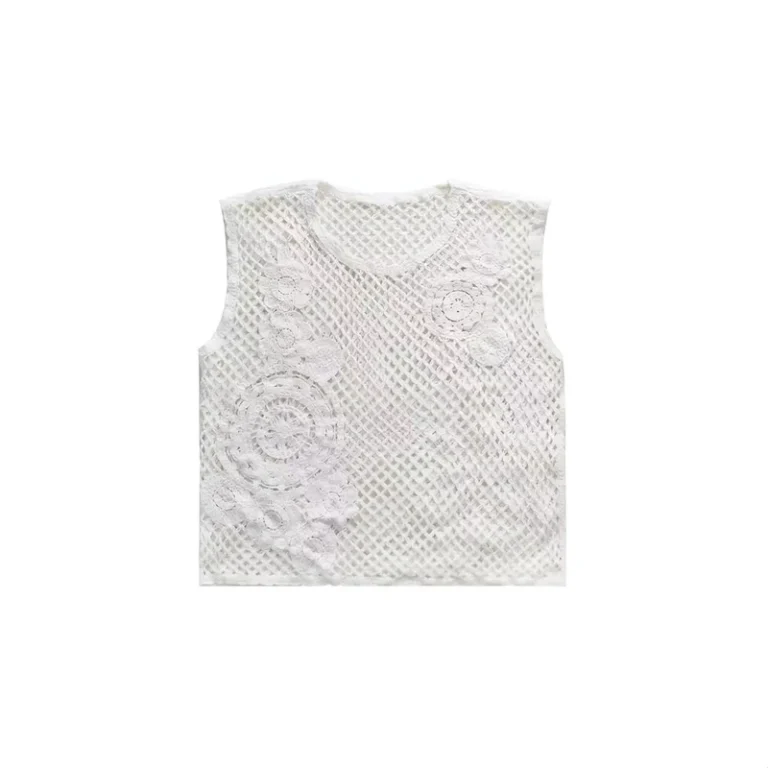 Factory-Direct-One-Size-Breathable-Casual-Womens-Camisole-Tank-Top-Pure-Cotton-Crew-Neck-Knitted-Towel-Embroidery-Flower