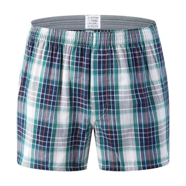 Factory-Price-Ultimate-Mens-Classic-Knitted-100-Cotton-Breathable-Moisture-Wicking-Plaid-Boxer-Shorts-Plus-Size-Bodybuilding