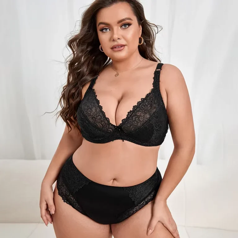 Fat-Lady-Women-3-4-Cup-Big-Bra-and-Panties-Plus-Size-Lace-Underwear-Lingerie-Briefs-Bra-Sets