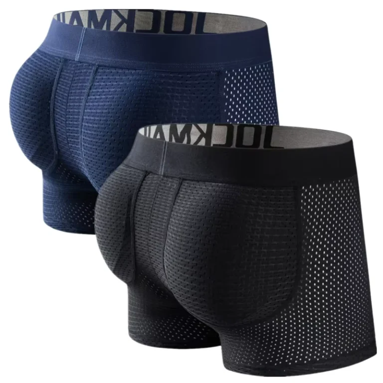 For-Mens-Sexy-Low-Rise-Boxer-Briefs-Removable-Padded-Breathable-Anti-Bacterial-Solid-Color-Underwear-Large-Size