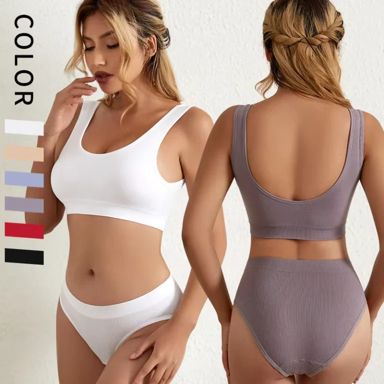 French-Sexy-Solid-Deep-U-Wire-Free-Elastic-Breathable-Comfort-Sport-Seamless-Bra-Panties-Sets-for-Women