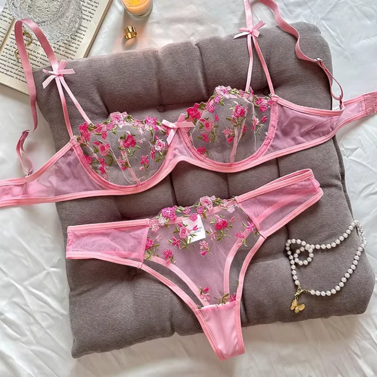 French-Style-Underwear-Women-Embroidered-Butterfly-Lace-Bra-Suit-Printing-Lace-Bra-Brief-Set-Transparent-Lingerie-Sets