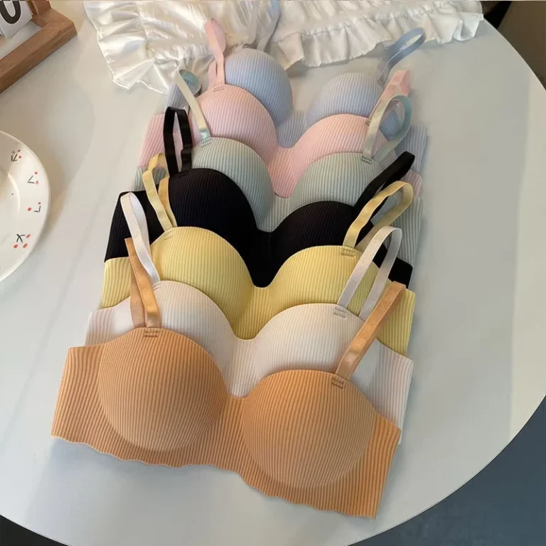 Girls-Half-Cup-Bra-Underwear-Small-Chest-Breathable-Smooth-Stripe-Sexy-Back-Closure-Printed-Free-Adults-Comfortable-Lingerie