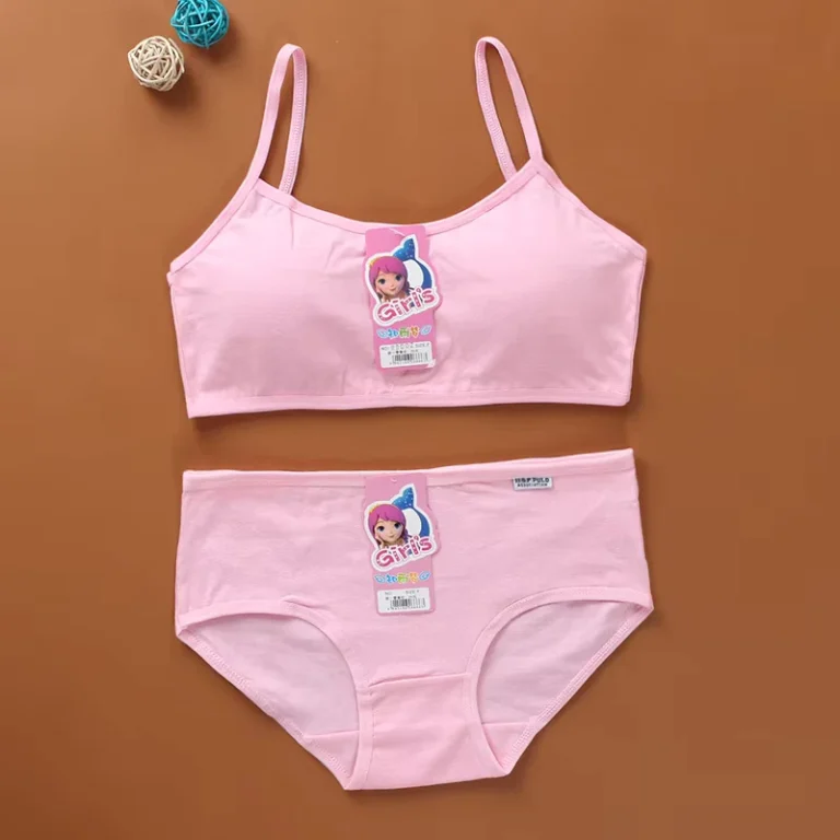 Girls-Summer-Bra-Suit-with-Non-Steel-Ring-Sling-Insert-Development-Cotton-Panties-Solid-Color-for-Students-and-Kids
