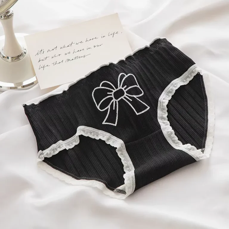 Girls-Thong-Underwear-Ultra-Soft-Breathable-Cotton-Panties-Kids-Underwear-Mid-rise-Stripe-Plaid-with-Bow-Pattern-Printed