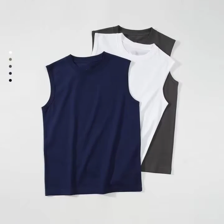 Gym-Muscle-Sleeveless-Shirts-Tee-220g-Mens-Tanks-Undershirts-Loose-Singlet-Plus-Size-Men-Tank-Top