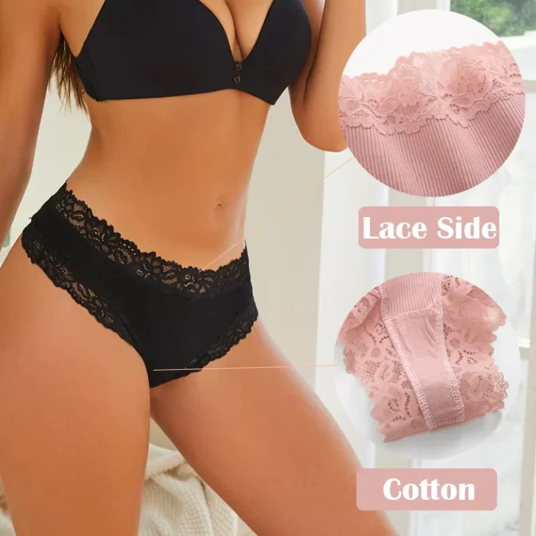 High-Quality-Customizable-OEM-ODM-Women-Underwear-Cotton-Breathable-Floral-Trim-Mid-Rise-Lace-Panties-Briefs