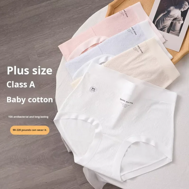 High-Waist-Plus-Size-Womens-Underwear-100kg-Cotton-10A-Antibacterial-Extended-Crotch-Tummy-Control-Hip-Lift-Knitted-Bikini