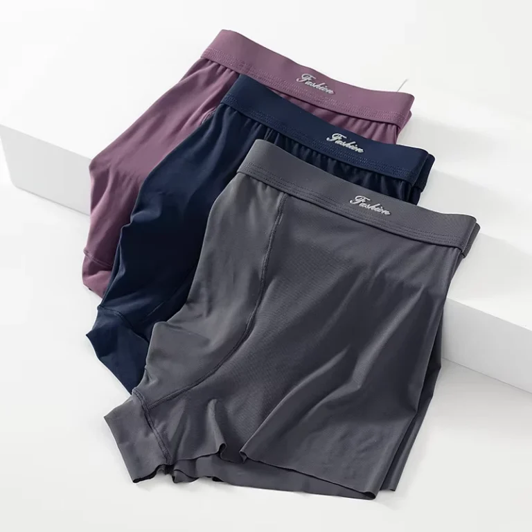 Ice-Silk-Mens-Boxer-Briefs-Summer-Thin-Style-Trendy-and-Breathable-Comfortable-Mid-waist-Solid-Color