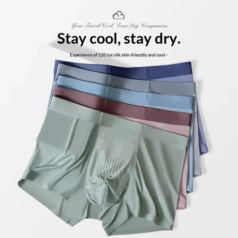Ice-Silk-Seamless-Modal-Mens-Boxer-Briefs-Thin-Breathable-Fashionable-Antibacterial-Mid-Rise-Plus-Size-Four-Corner-Shorts