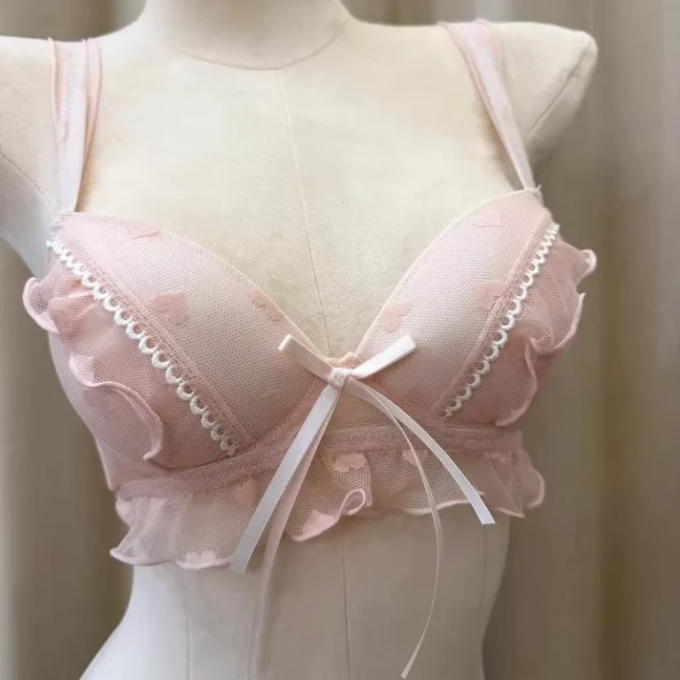 Japanese-Style-Girls-Sexy-Underwear-Comfortable-Breathable-Lace-Bra-Small-Breast-Anti-Sagging-Non-Stainless-Steel-Ring-Firm