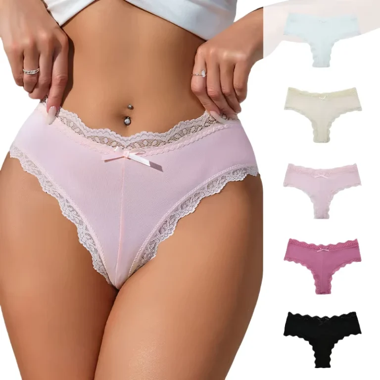 Lace-Panties-Womens-Sexy-Mid-waist-Comfortable-Breathable-Seamless-Nylon-Cotton-Crotch-Bow-Quick-Drying-for-Plus-Size