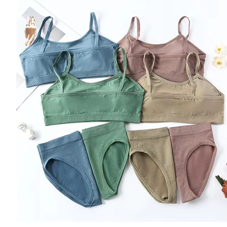 Ladies-Cotton-Breathable-Comfortable-Solid-Color-Mid-Waist-Briefs-Fashion-Bra-Set-Womens-Underwear-Bra-Hipster-Panties