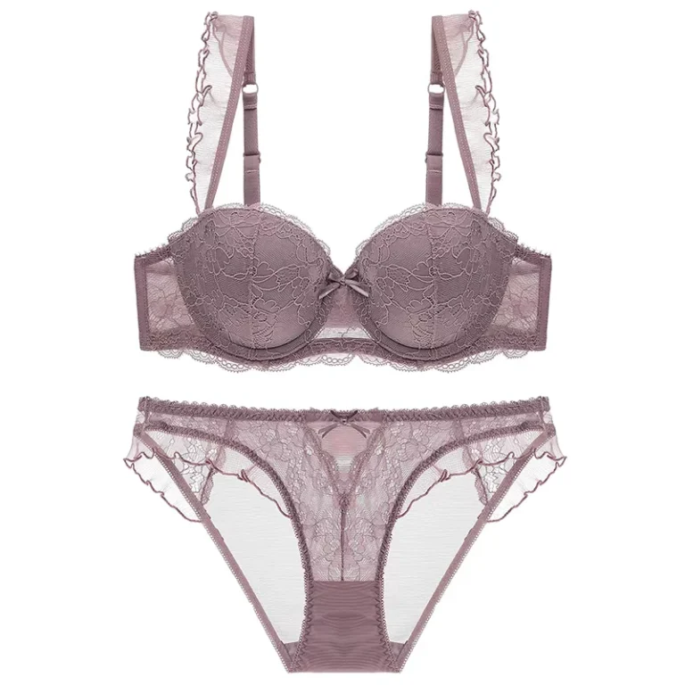 Ladys-Fashion-Everyday-Sexy-Lace-Push-up-Bras-and-Brief-Set-Printed-Logo-on-Cup-Hollow-Out-Underwear
