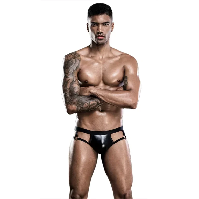 Leather-Temptation-Mens-Low-Rise-Knitted-Boxer-Briefs-Sexy-Underwear-with-Low-Rise-Penis-Pouch