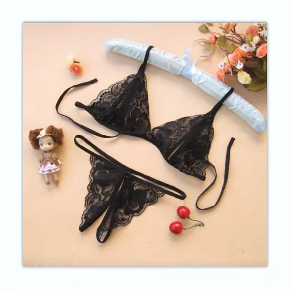 Lingerie-Set-Fashion-Design-Sexy-Womens-Lace-Transparency-Hollow-Out-Three-Point-Set-Lingerie