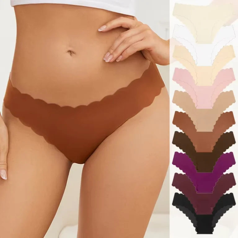 Low-Rise-Girls-Briefs-Wavy-Edge-Soft-Invisible-Cheeky-Underwear-Undies-Underpants-Women-Seamless-Panties