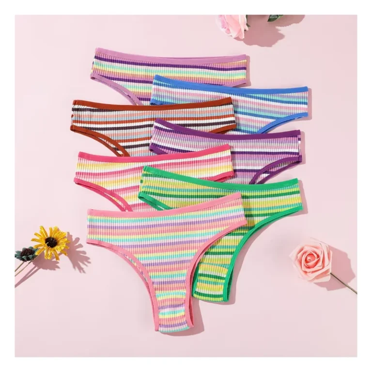 Low-Waist-Sexy-Girls-Panties-Thong-Summer-Beach-Sweet-Colorful-Striped-Cotton-Panties-Underwear-Thong